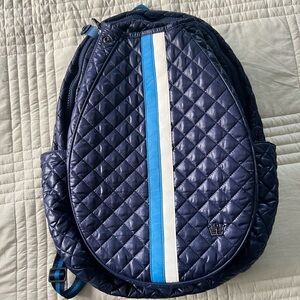 Oliver Thomas Quilted Backpack with Blue and White Stripes